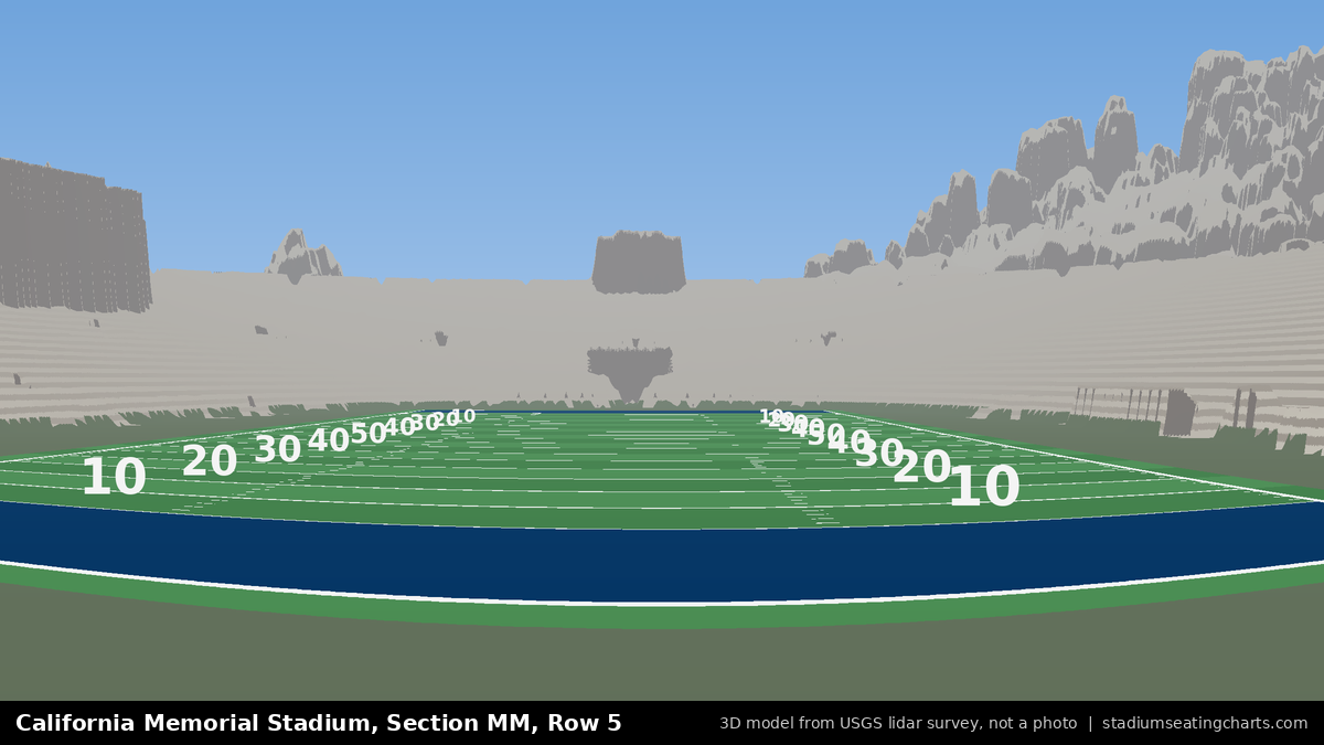 View from California Memorial Stadium Section MM, Row 5, looking toward the field
