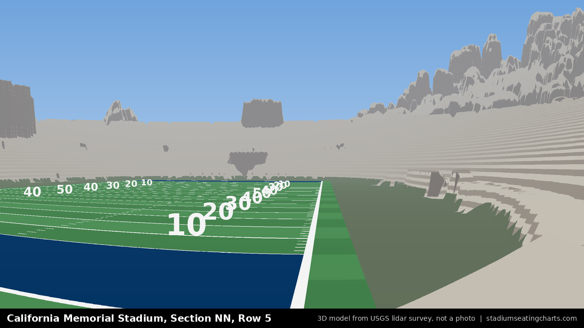 View from California Memorial Stadium Section NN, Row 5, looking toward the field