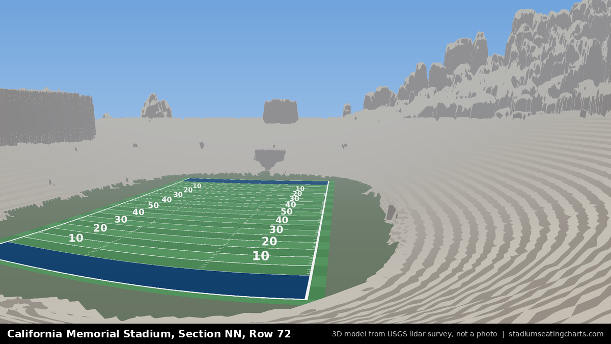 View from California Memorial Stadium Section NN, Row 72, looking toward the field
