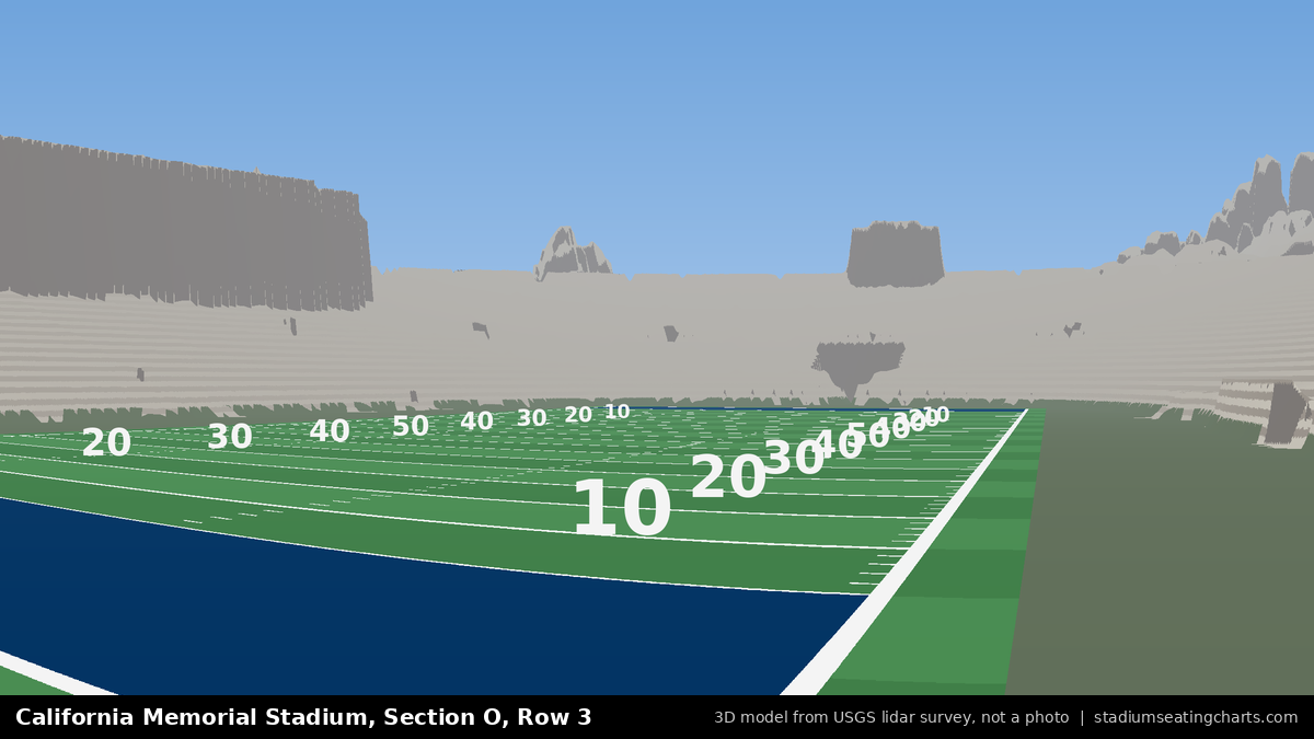 View from California Memorial Stadium Section O, Row 3, looking toward the field