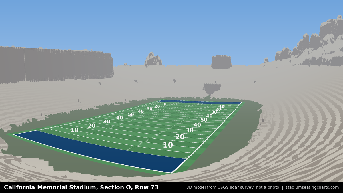 View from California Memorial Stadium Section O, Row 73, looking toward the field