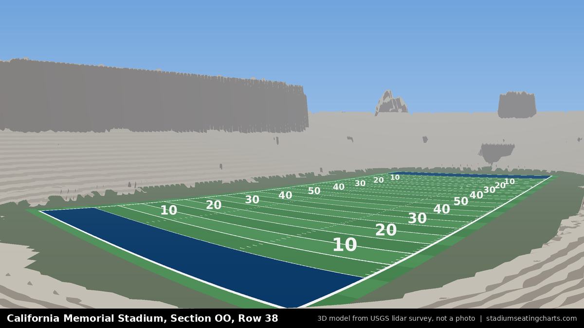 View from California Memorial Stadium Section OO, Row 38, looking toward the field