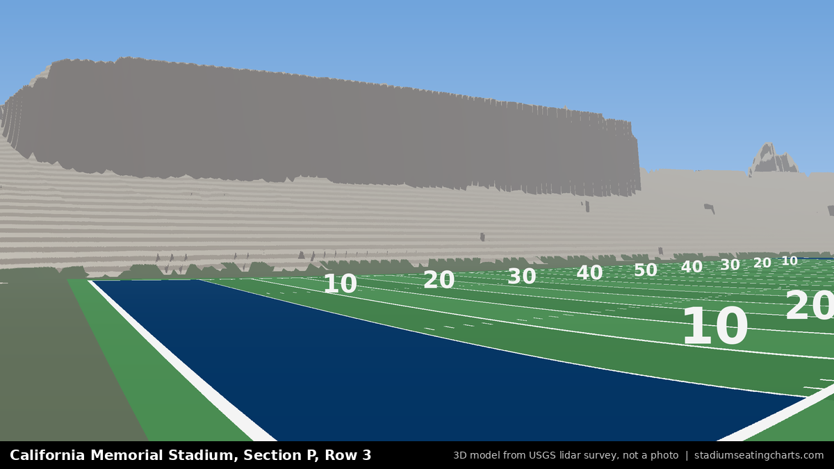 View from California Memorial Stadium Section P, Row 3, looking toward the field