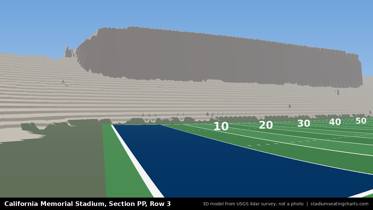 View from California Memorial Stadium Section PP, Row 3, looking toward the field