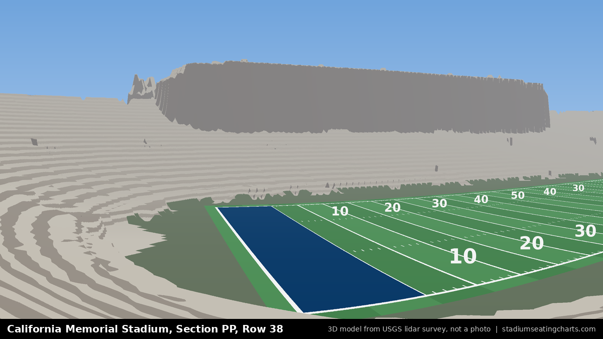 View from California Memorial Stadium Section PP, Row 38, looking toward the field