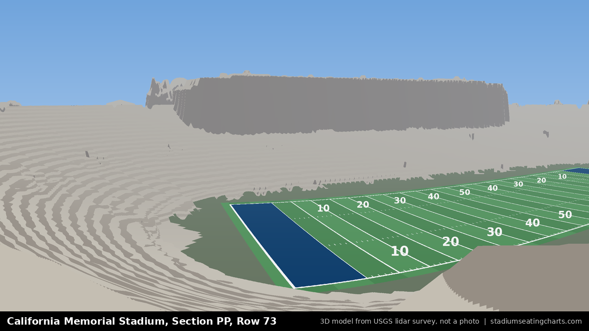 View from California Memorial Stadium Section PP, Row 73, looking toward the field