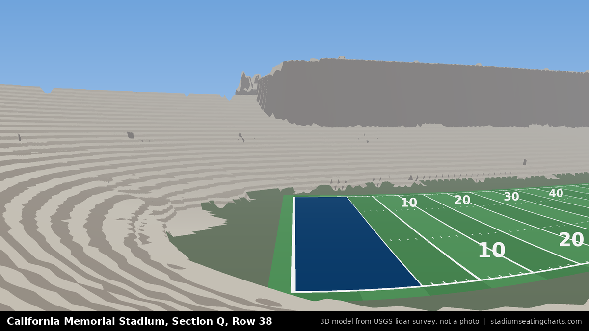 View from California Memorial Stadium Section Q, Row 38, looking toward the field