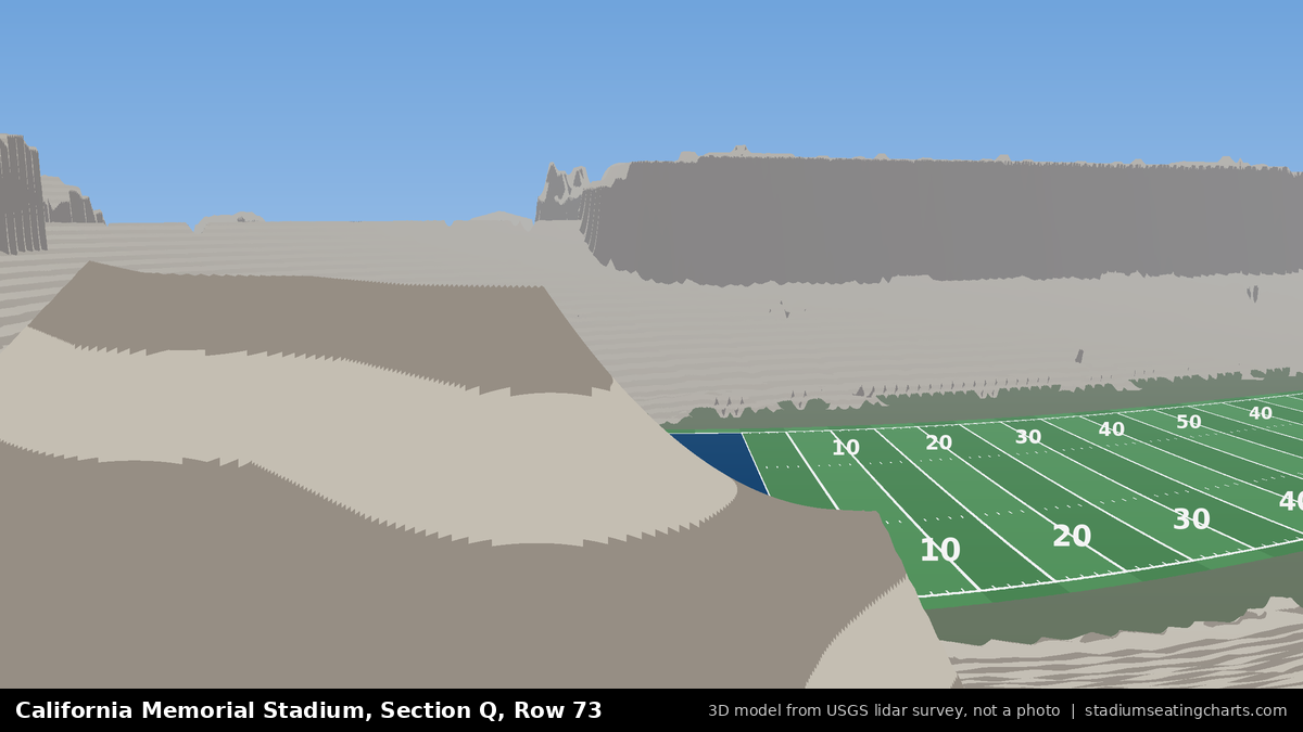 View from California Memorial Stadium Section Q, Row 73, looking toward the field
