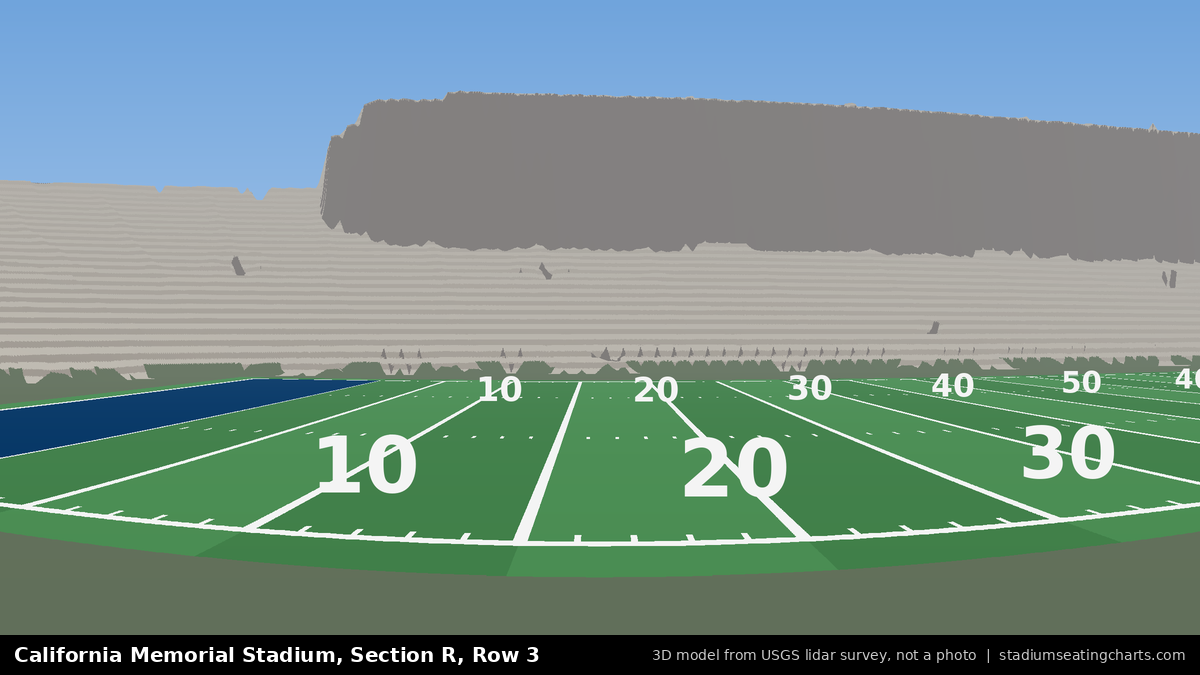 View from California Memorial Stadium Section R, Row 3, looking toward the field
