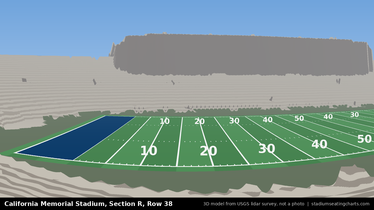 View from California Memorial Stadium Section R, Row 38, looking toward the field