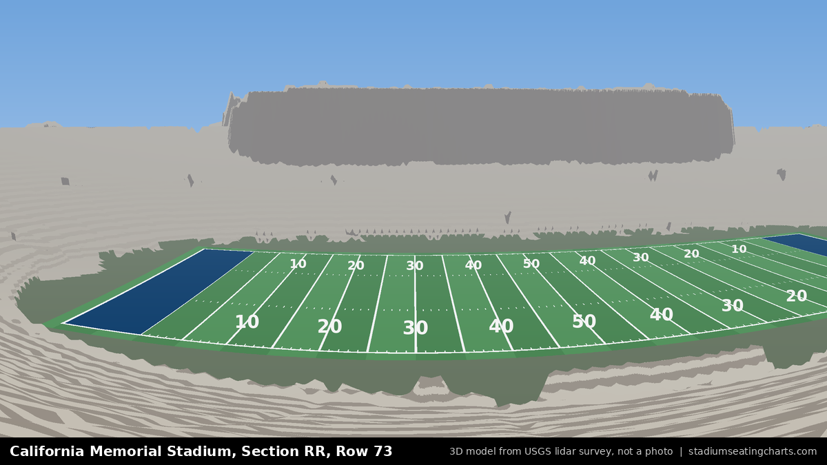 View from California Memorial Stadium Section RR, Row 73, looking toward the field