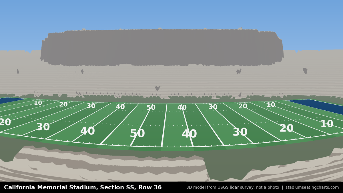 View from California Memorial Stadium Section SS, Row 36, looking toward the field