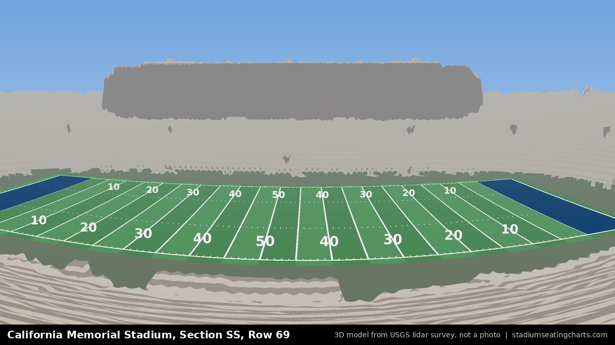 View from California Memorial Stadium Section SS, Row 69, looking toward the field