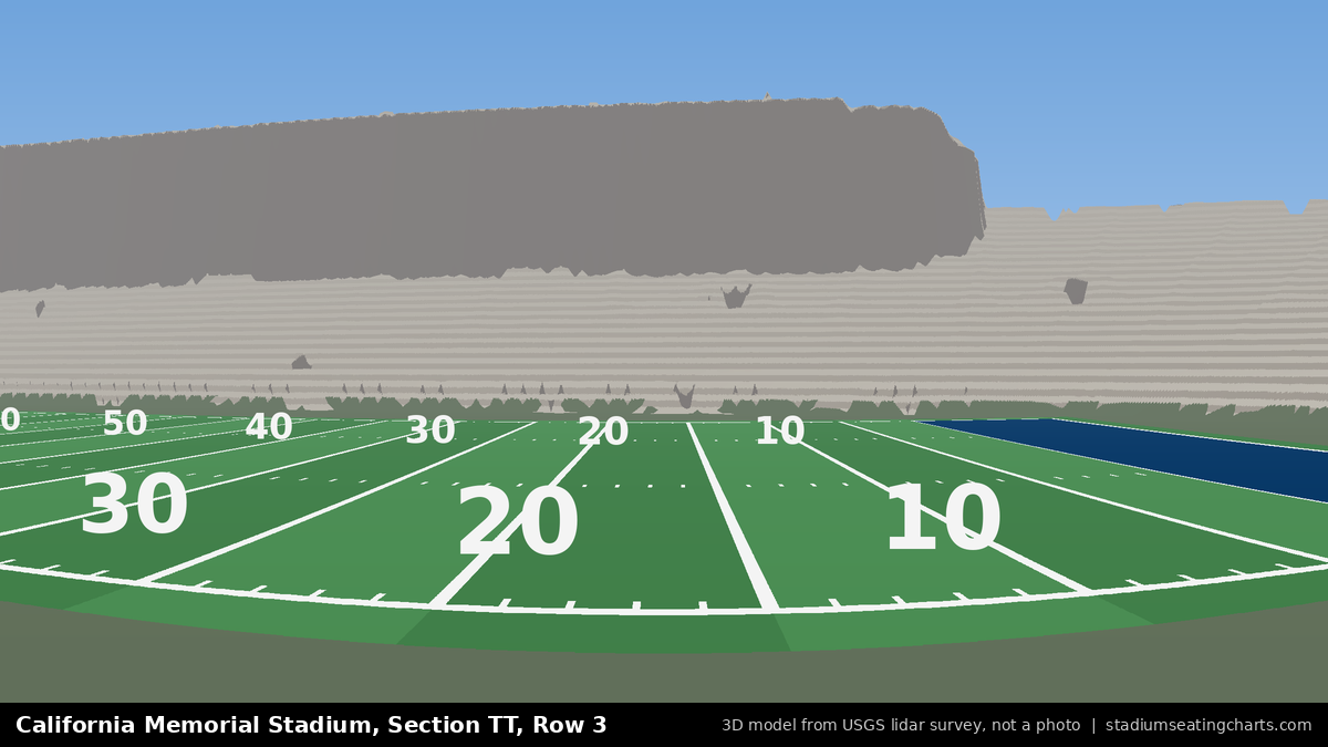 View from California Memorial Stadium Section TT, Row 3, looking toward the field