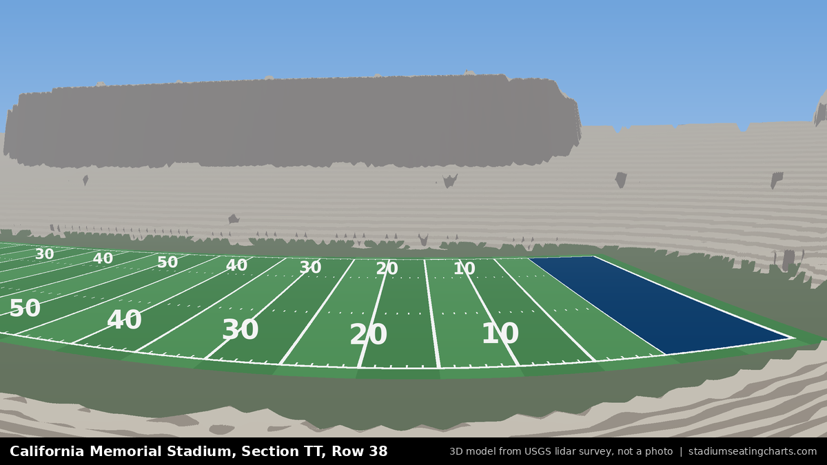 View from California Memorial Stadium Section TT, Row 38, looking toward the field