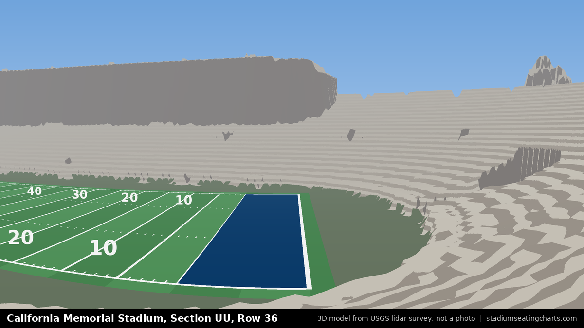 View from California Memorial Stadium Section UU, Row 36, looking toward the field
