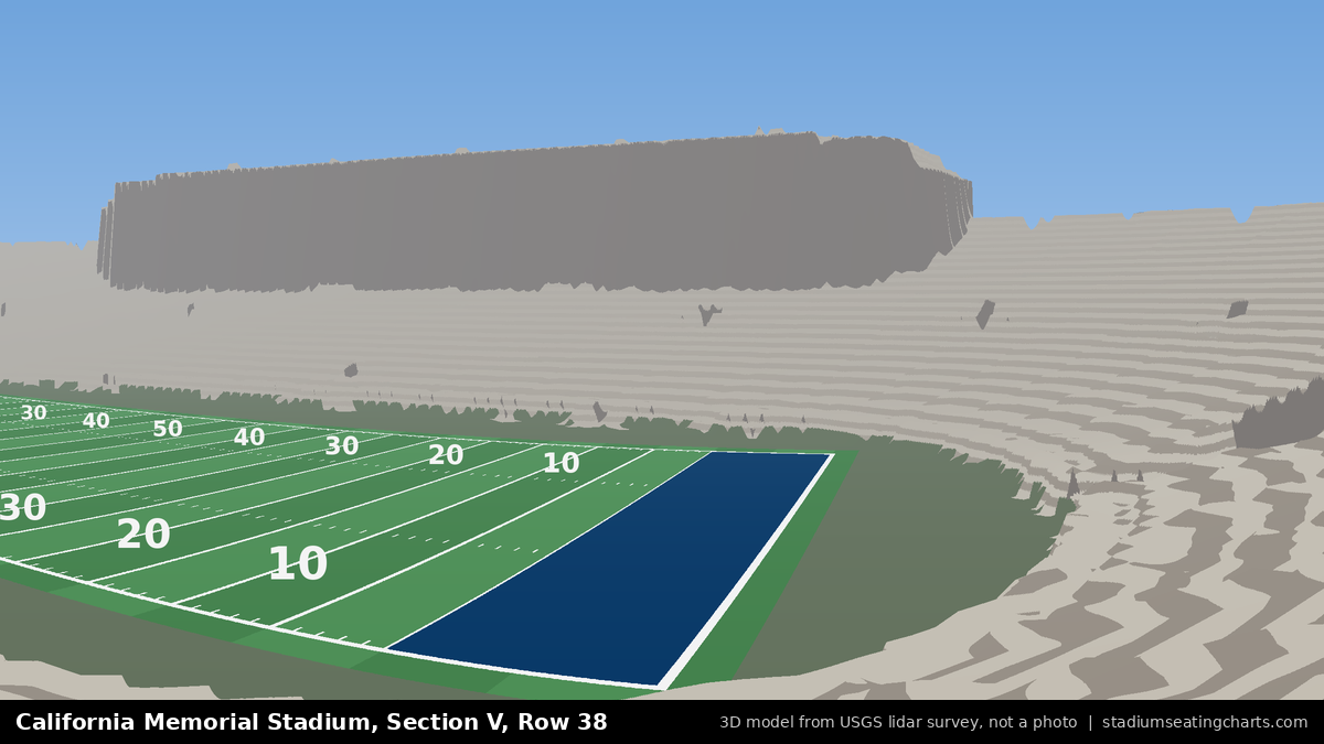 View from California Memorial Stadium Section V, Row 38, looking toward the field