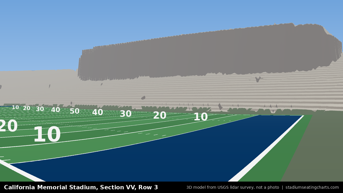 View from California Memorial Stadium Section VV, Row 3, looking toward the field