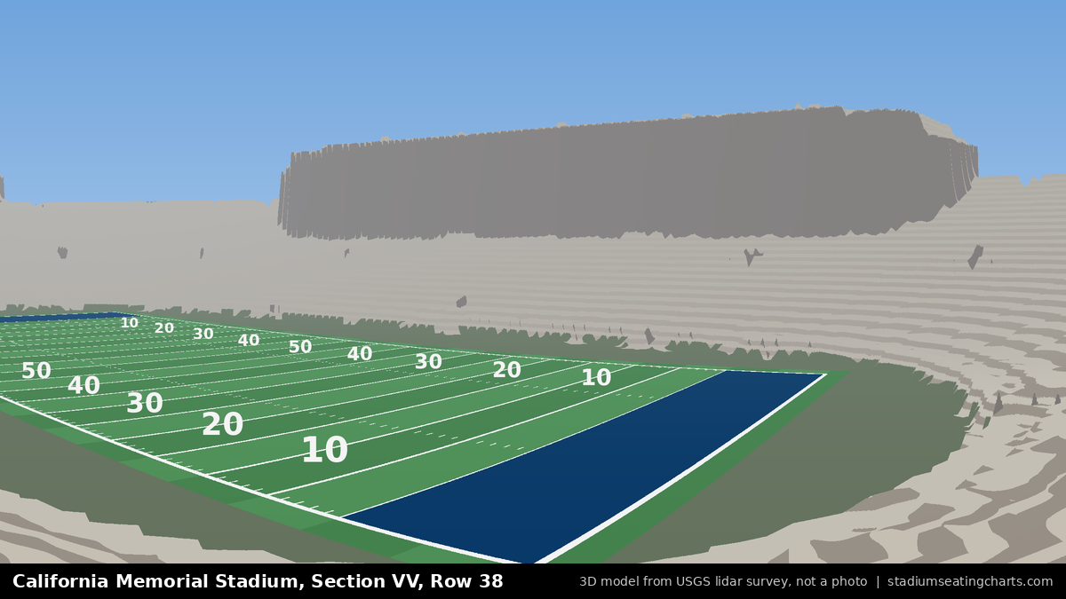 View from California Memorial Stadium Section VV, Row 38, looking toward the field