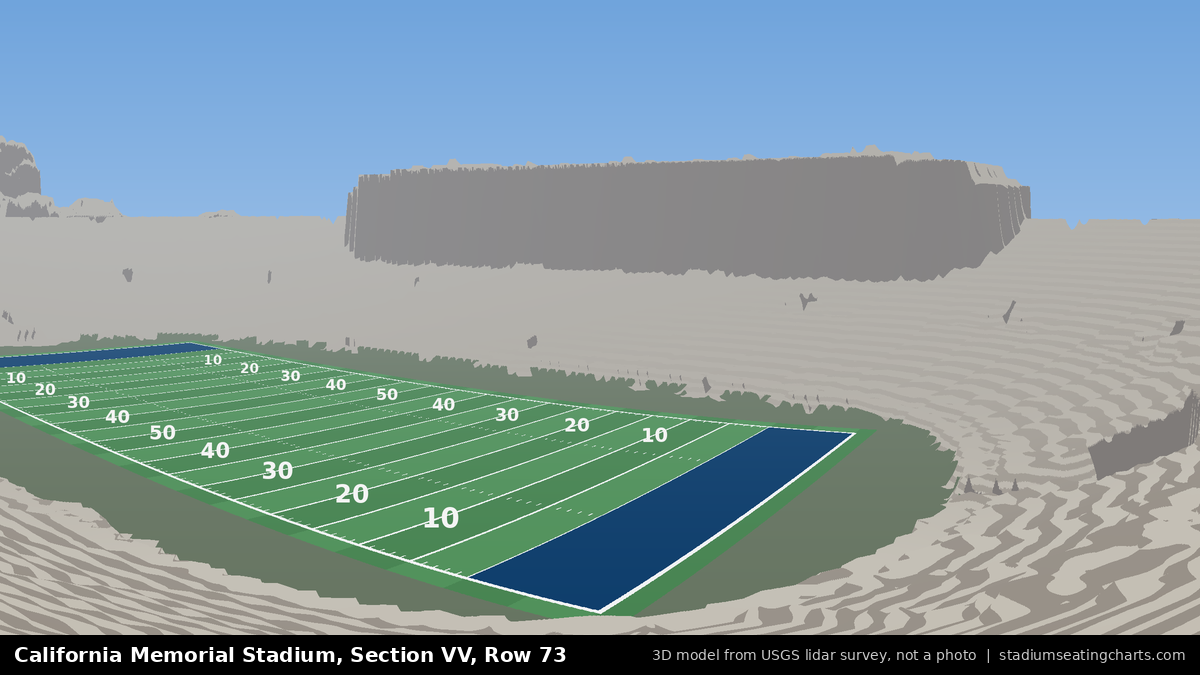 View from California Memorial Stadium Section VV, Row 73, looking toward the field