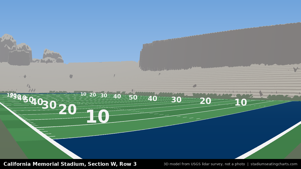 View from California Memorial Stadium Section W, Row 3, looking toward the field