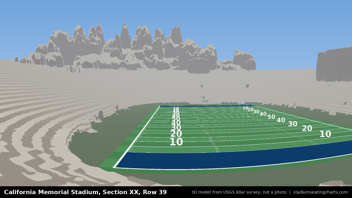 View from California Memorial Stadium Section XX, Row 39, looking toward the field