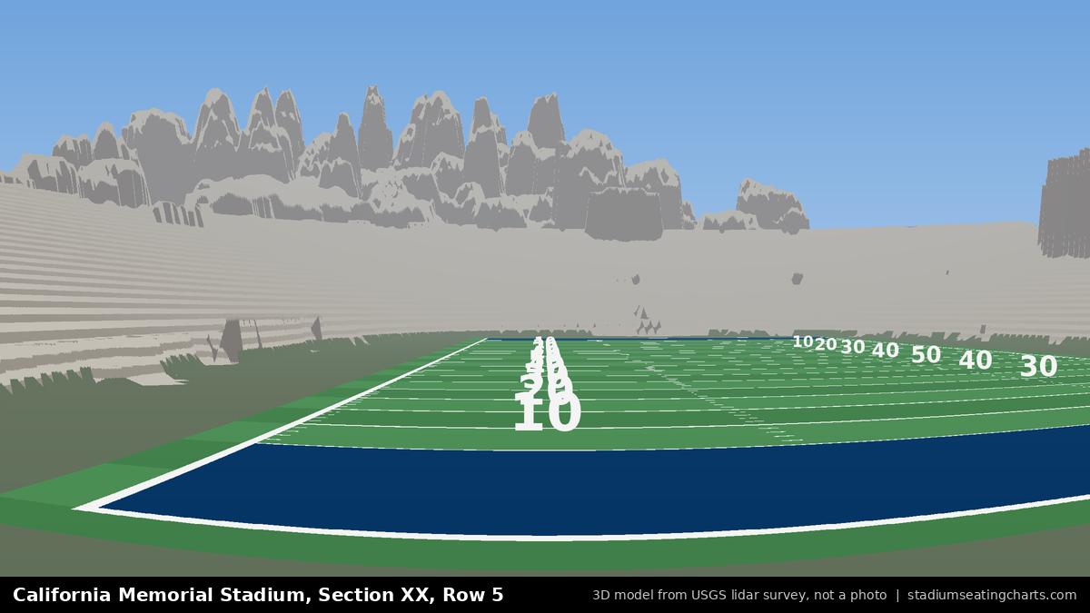 View from California Memorial Stadium Section XX, Row 5, looking toward the field