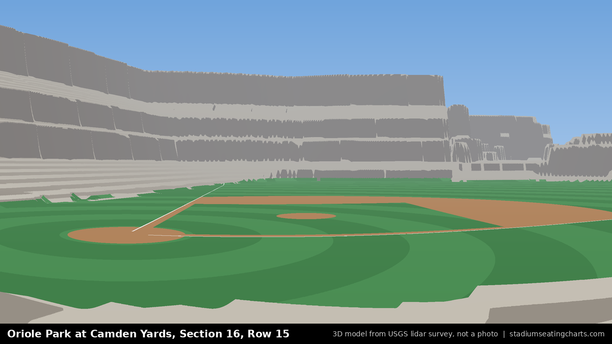 View from Oriole Park at Camden Yards Section 16, Row 15, looking toward the pitcher's mound