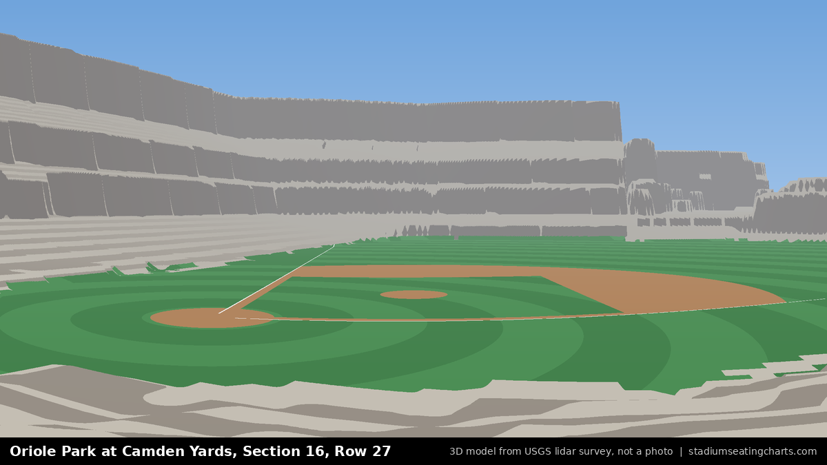 View from Oriole Park at Camden Yards Section 16, Row 27, looking toward the pitcher's mound