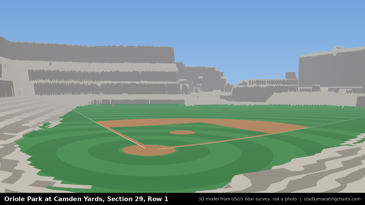 View from Oriole Park at Camden Yards Section 29, Row 1, looking toward the pitcher's mound