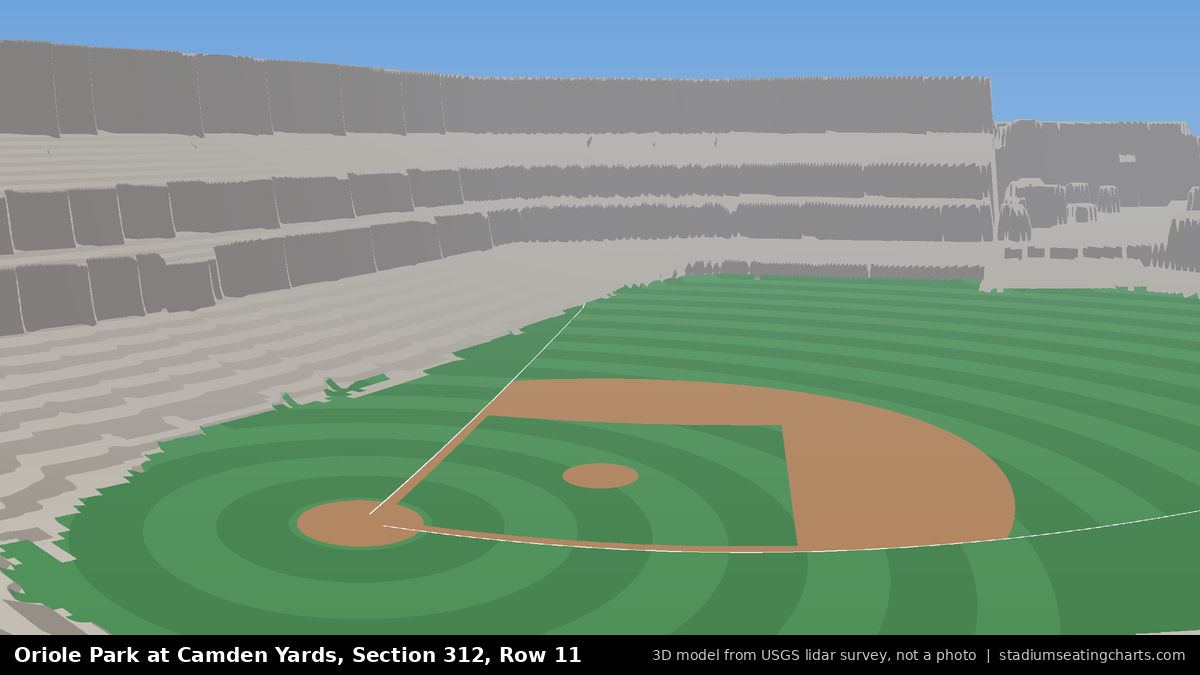 View from Oriole Park at Camden Yards Section 312, Row 11, looking toward the pitcher's mound
