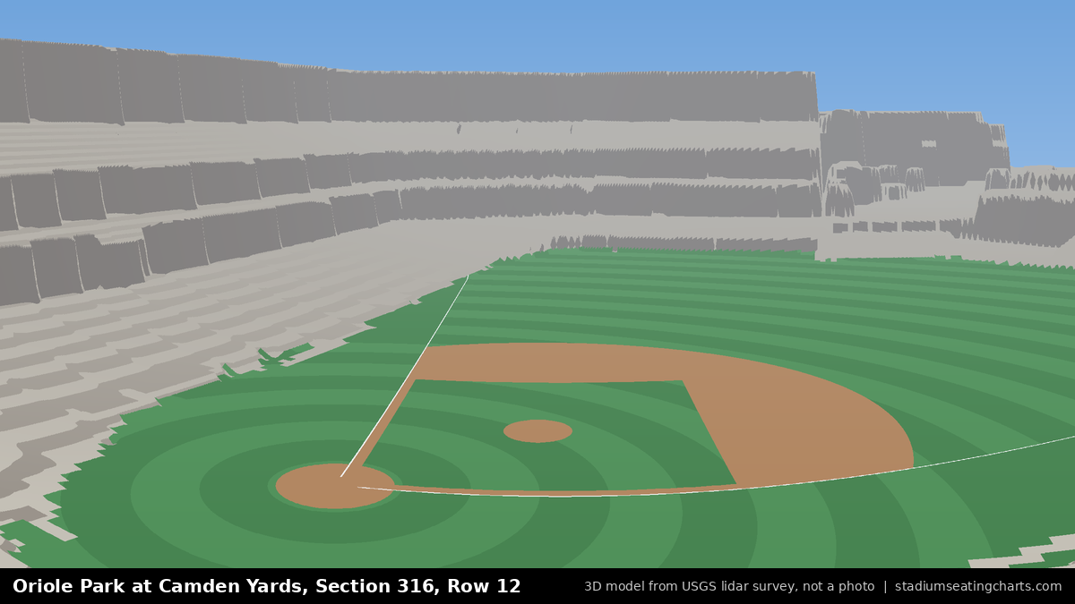 View from Oriole Park at Camden Yards Section 316, Row 12, looking toward the pitcher's mound