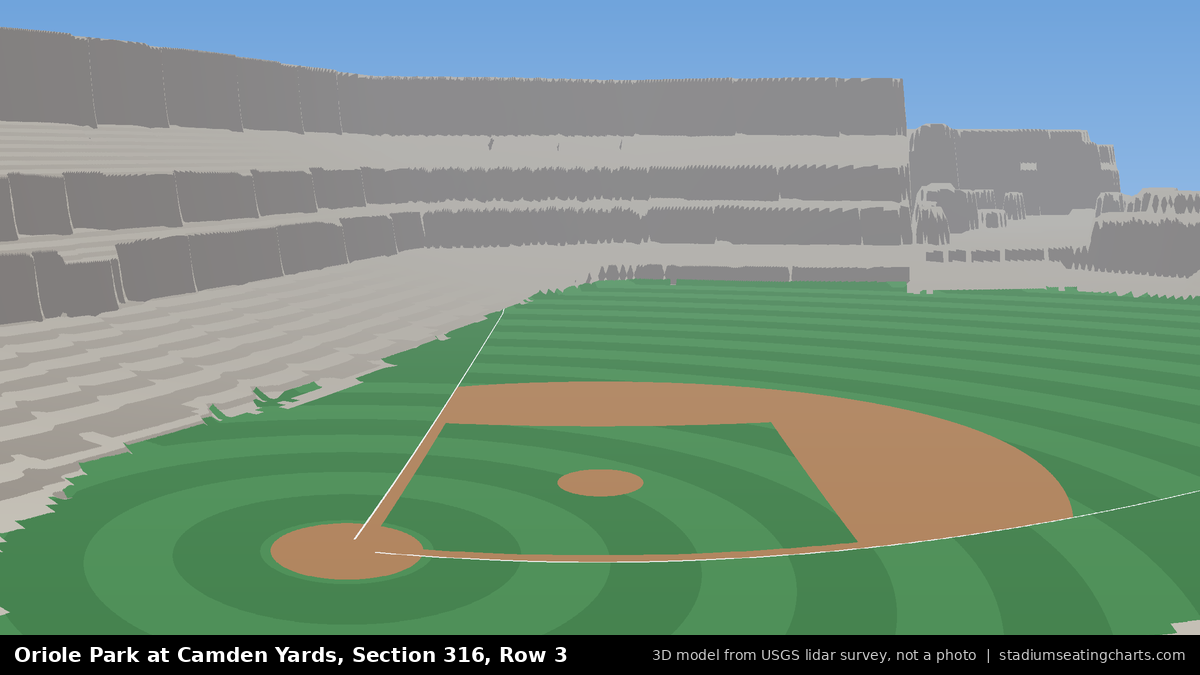 View from Oriole Park at Camden Yards Section 316, Row 3, looking toward the pitcher's mound