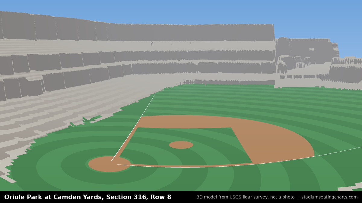 View from Oriole Park at Camden Yards Section 316, Row 8, looking toward the pitcher's mound