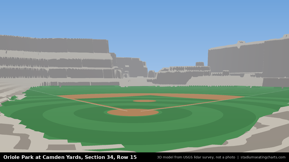 View from Oriole Park at Camden Yards Section 34, Row 15, looking toward the pitcher's mound