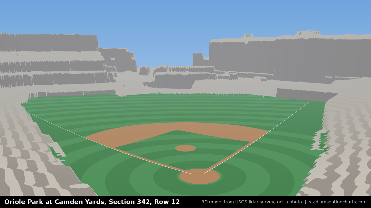 View from Oriole Park at Camden Yards Section 342, Row 12, looking toward the pitcher's mound