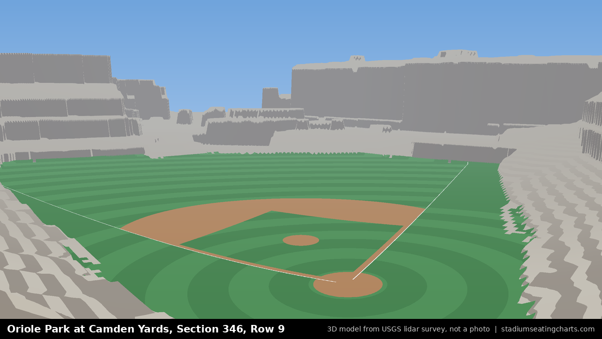 View from Oriole Park at Camden Yards Section 346, Row 9, looking toward the pitcher's mound