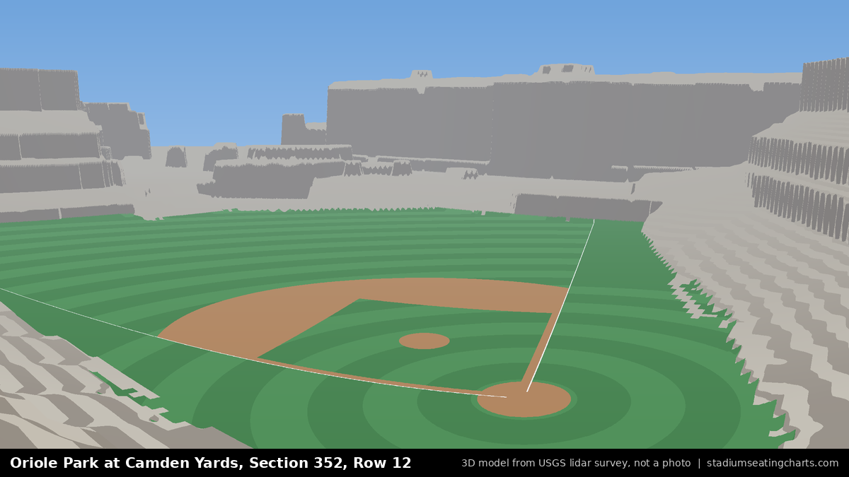 View from Oriole Park at Camden Yards Section 352, Row 12, looking toward the pitcher's mound