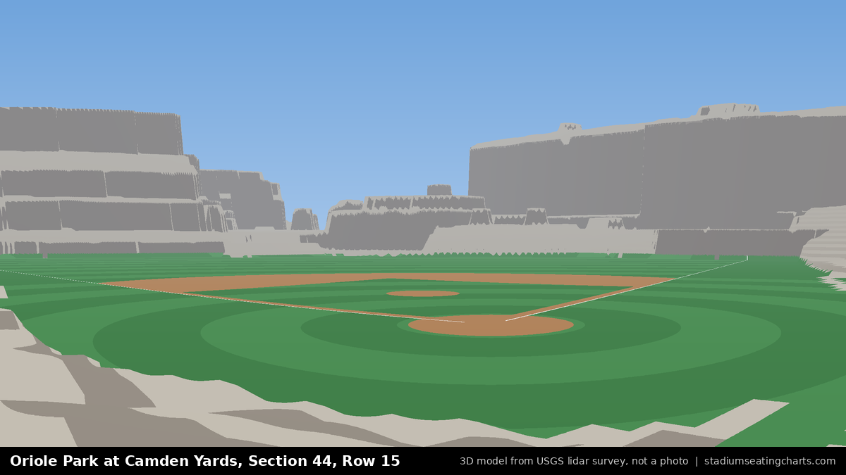 View from Oriole Park at Camden Yards Section 44, Row 15, looking toward the pitcher's mound