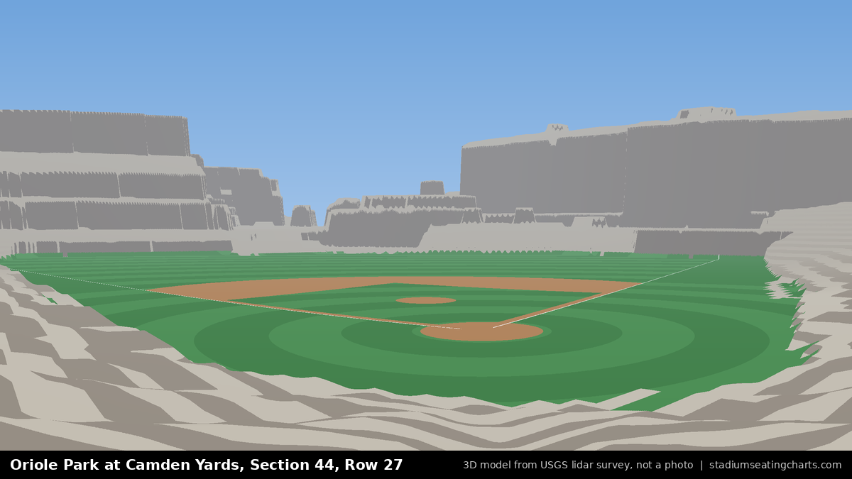 View from Oriole Park at Camden Yards Section 44, Row 27, looking toward the pitcher's mound