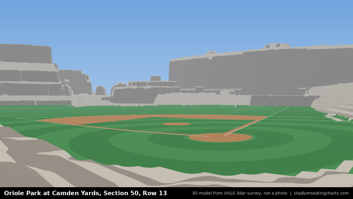 View from Oriole Park at Camden Yards Section 50, Row 13, looking toward the pitcher's mound