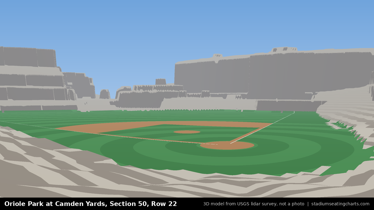 View from Oriole Park at Camden Yards Section 50, Row 22, looking toward the pitcher's mound
