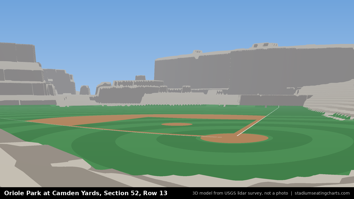 View from Oriole Park at Camden Yards Section 52, Row 13, looking toward the pitcher's mound