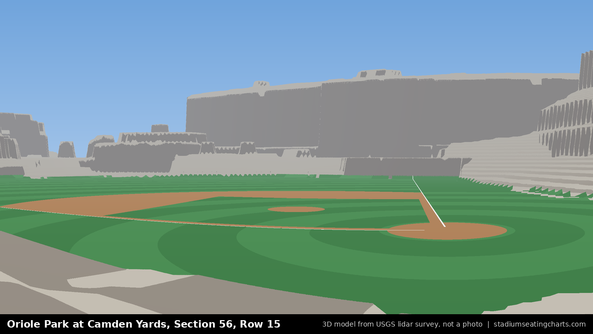 View from Oriole Park at Camden Yards Section 56, Row 15, looking toward the pitcher's mound