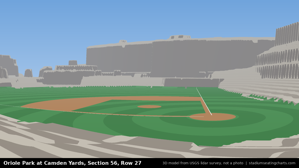 View from Oriole Park at Camden Yards Section 56, Row 27, looking toward the pitcher's mound
