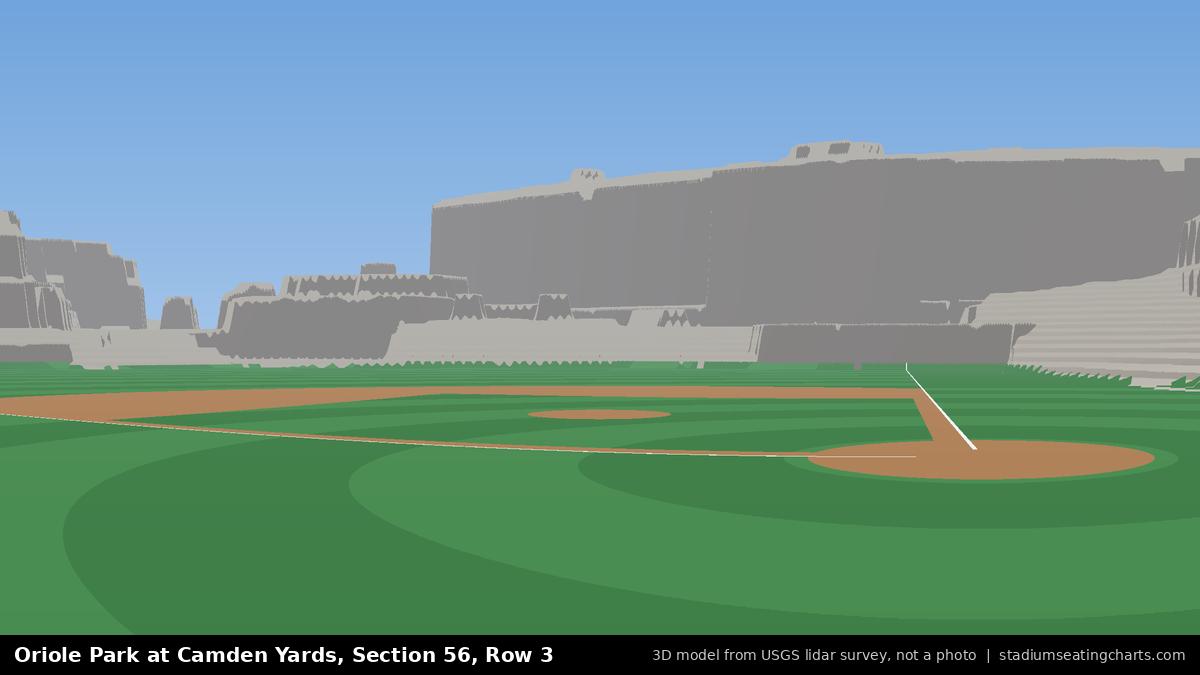 View from Oriole Park at Camden Yards Section 56, Row 3, looking toward the pitcher's mound
