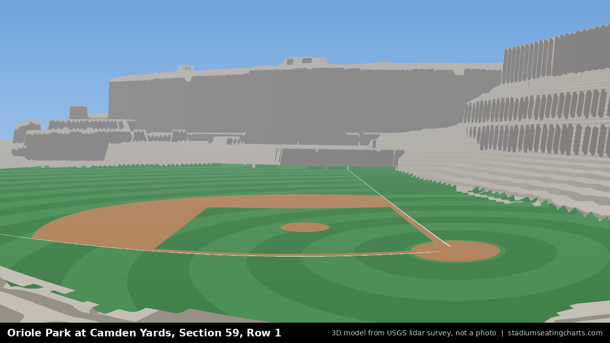 View from Oriole Park at Camden Yards Section 59, Row 1, looking toward the pitcher's mound