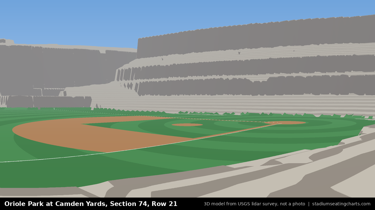 View from Oriole Park at Camden Yards Section 74, Row 21, looking toward the pitcher's mound