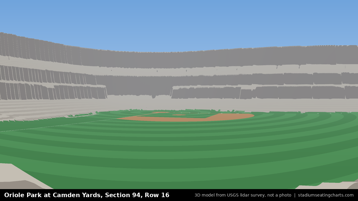 View from Oriole Park at Camden Yards Section 94, Row 16, looking toward the pitcher's mound