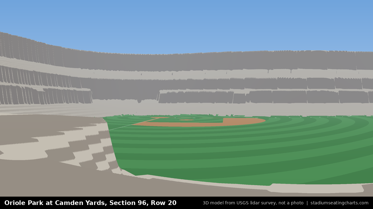 View from Oriole Park at Camden Yards Section 96, Row 20, looking toward the pitcher's mound
